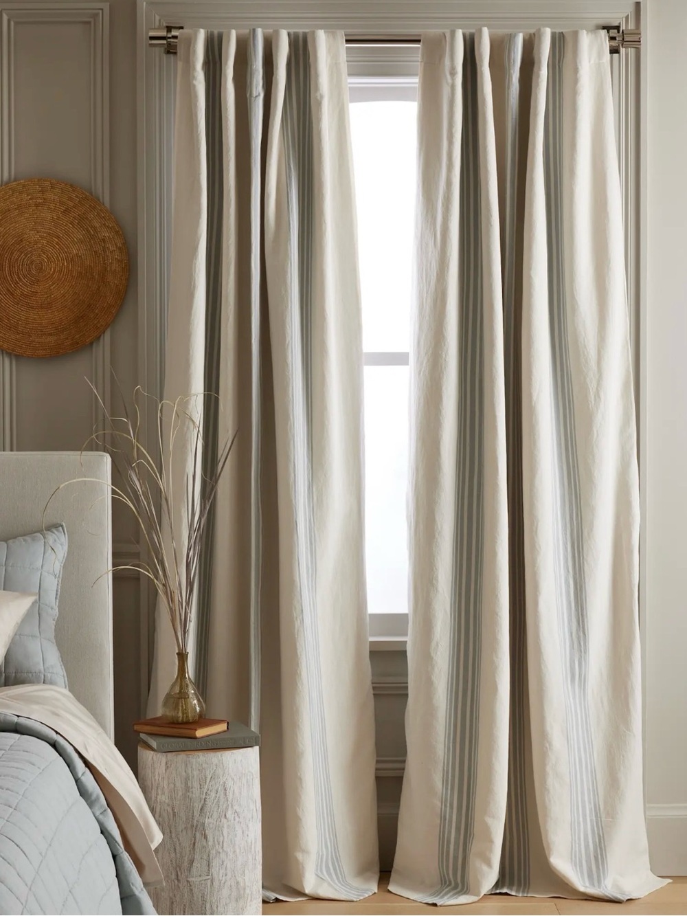 NWOT Quince Coastal Stripe Linen Cotton Blend Curtain Panel - Retail 72